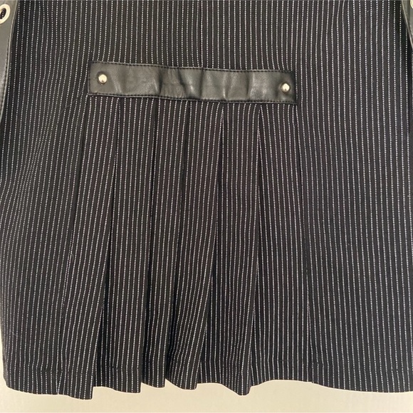 Jawbreaker 💋 Black Pinstripe Skirt with Leather Straps - Picture 7 of 9